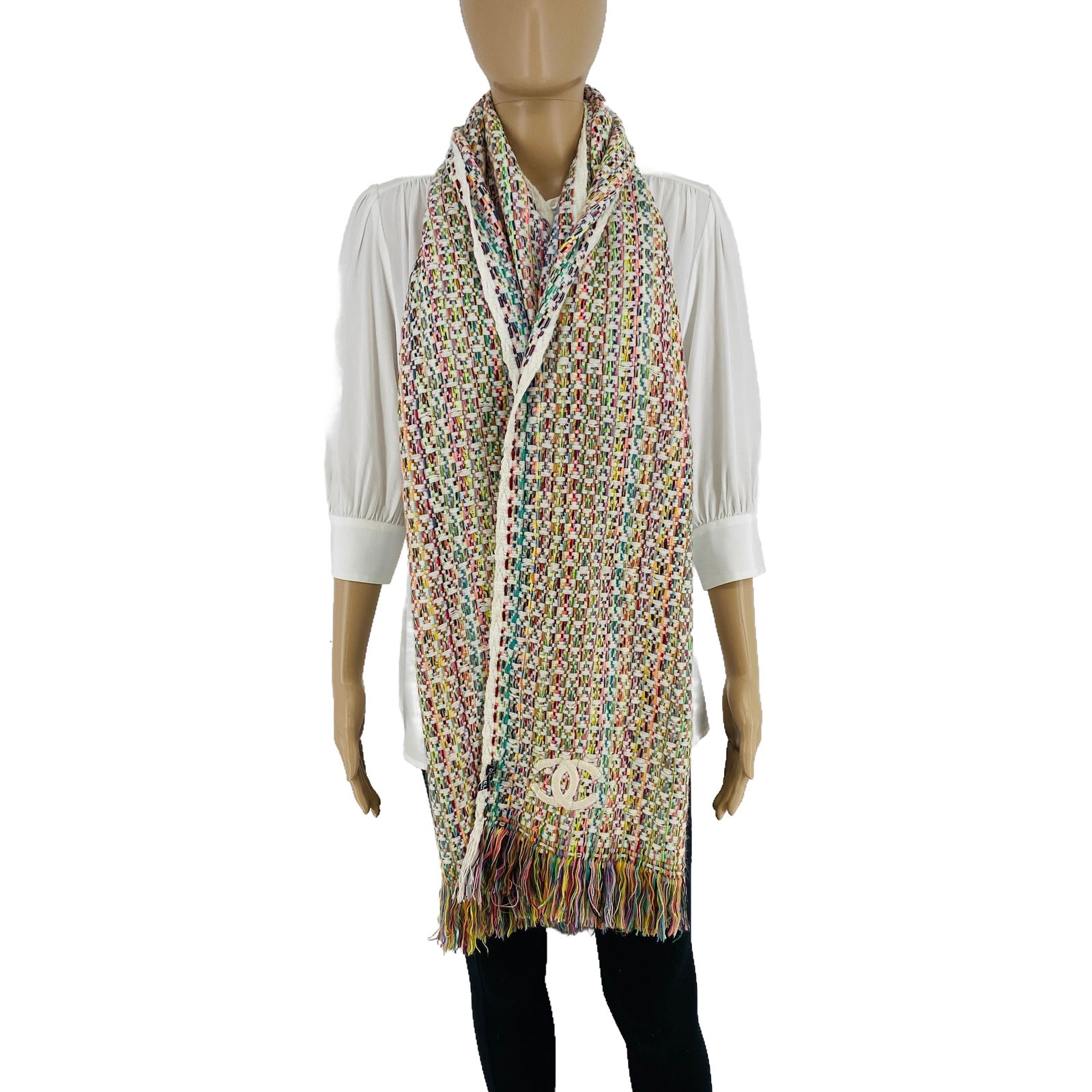 Chanel 100% Cashmere Multicolour Large Thick Scarf - 3