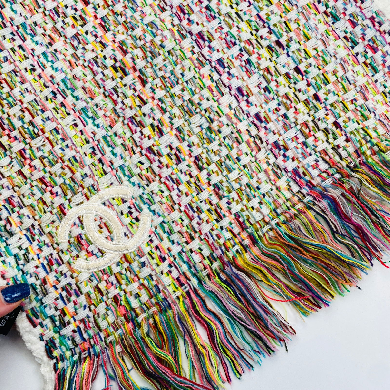 Chanel 100% Cashmere Multicolour Large Thick Scarf - 5