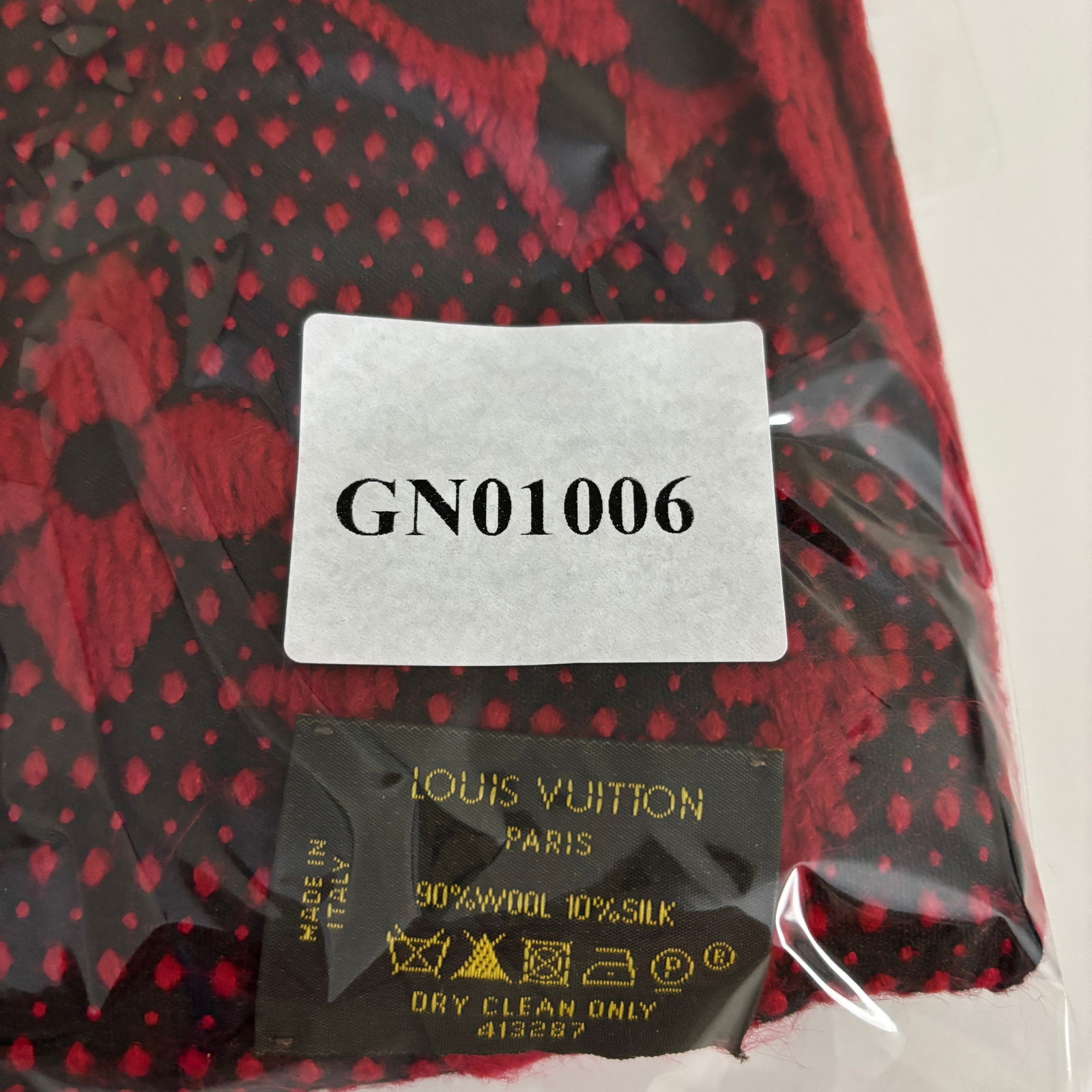 Louis Vuitton Bright Red Thick Wool & Silk Scarf - 13