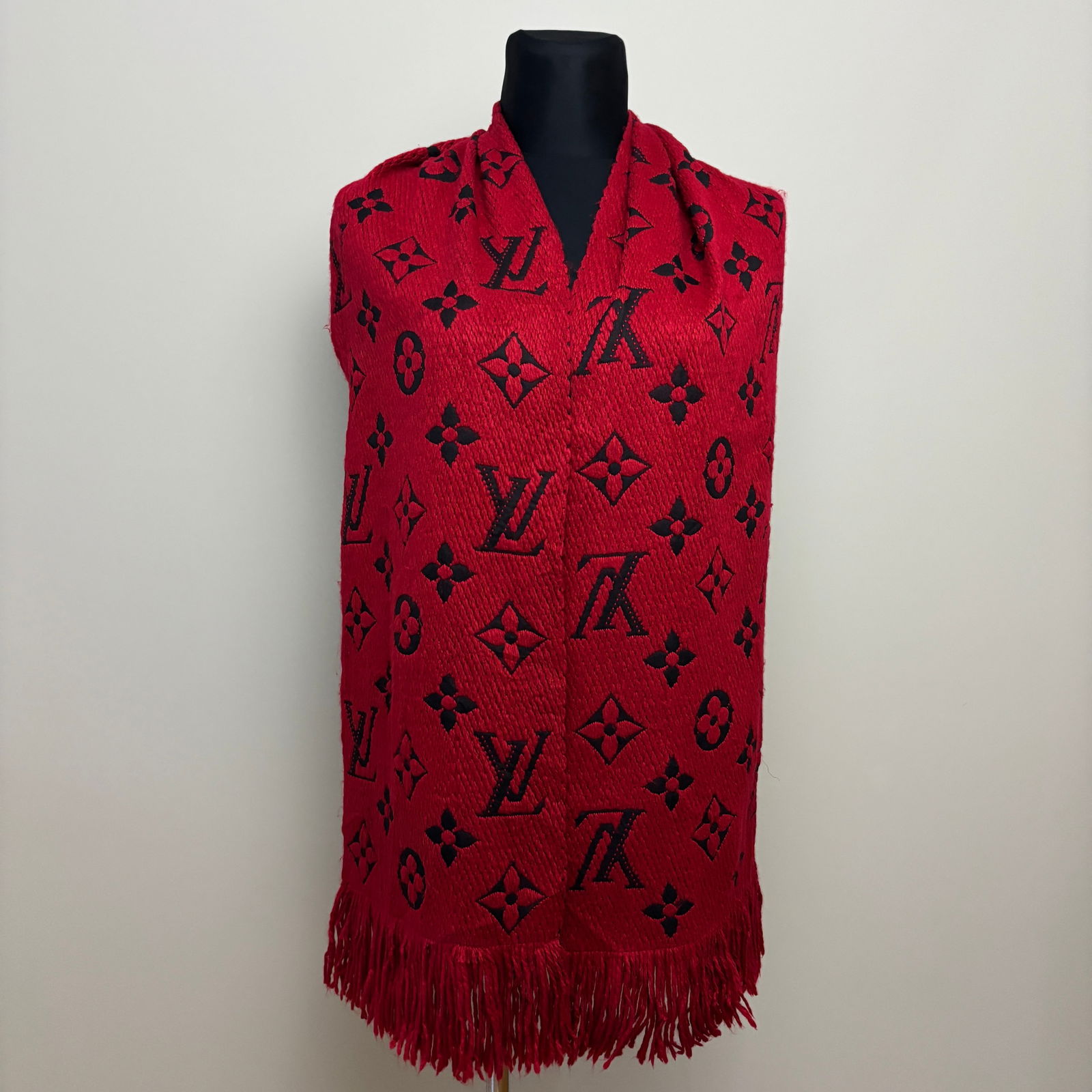 Louis Vuitton Bright Red Thick Wool & Silk Scarf - 6