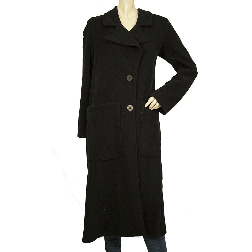 Crossley Black Polyester Button Front Warm Winter Long Coat size XS (1 of 6)