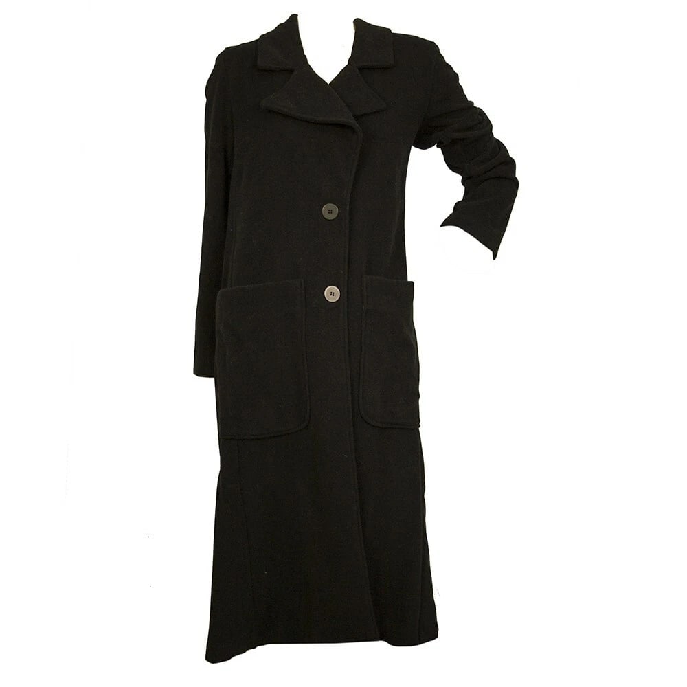 Crossley Black Polyester Button Front Warm Winter Long Coat size XS - 6