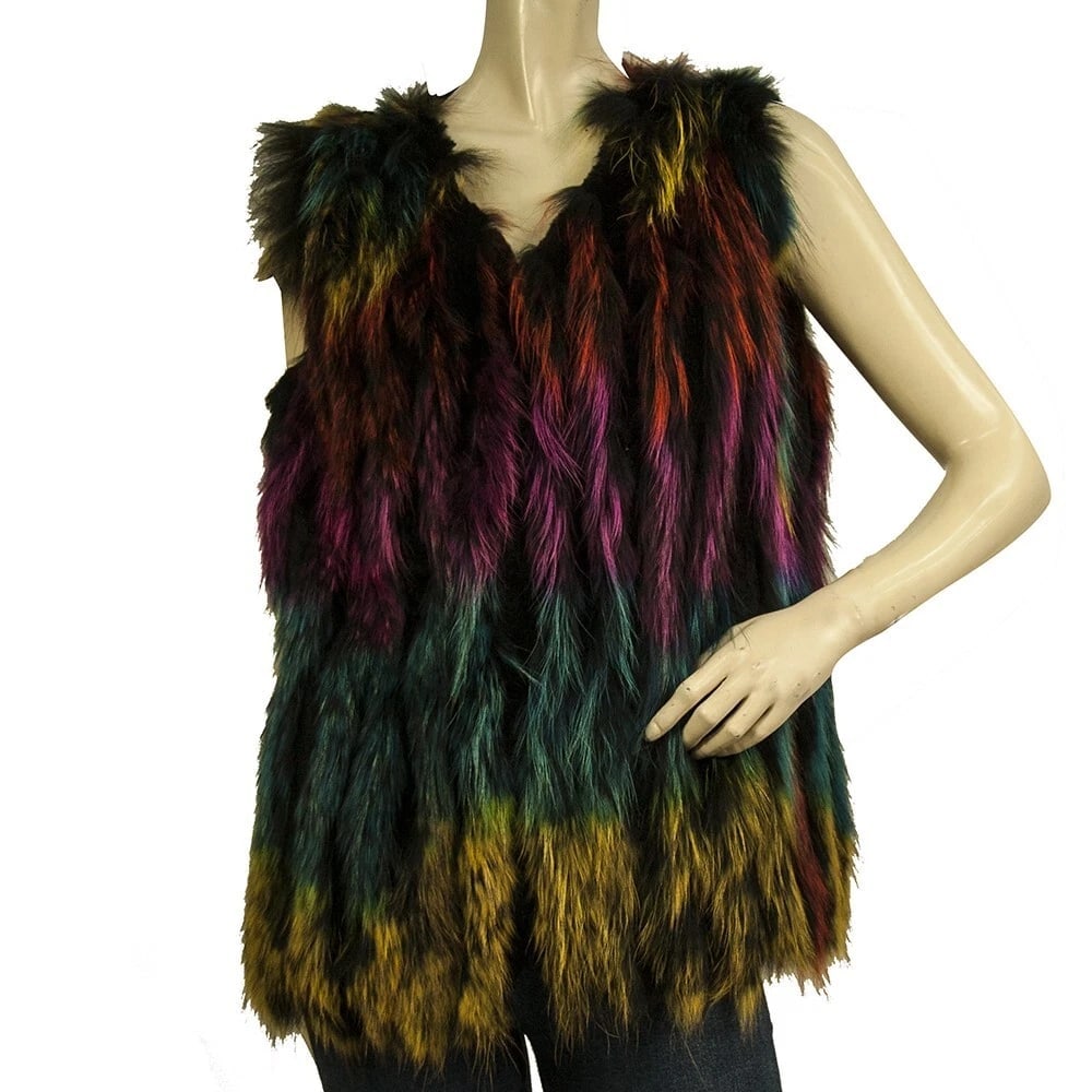 Genuine Rabbit / Marmotte Fur Multicolor Vest Sleeveless Jacket Coat Gillet (1 of 5)