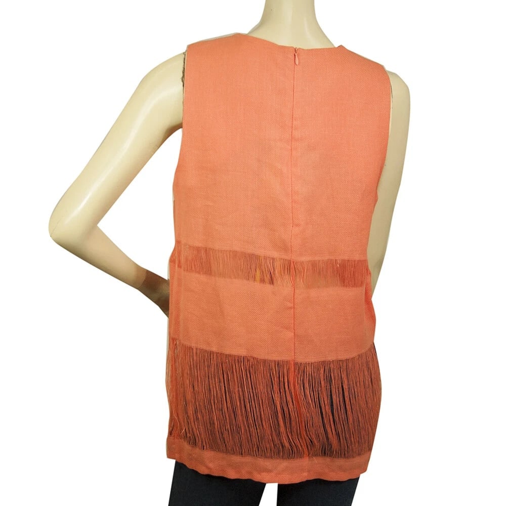MSGM Orange 100% Linen Sleeveless Long Tank Top Blouse size 44 - 2