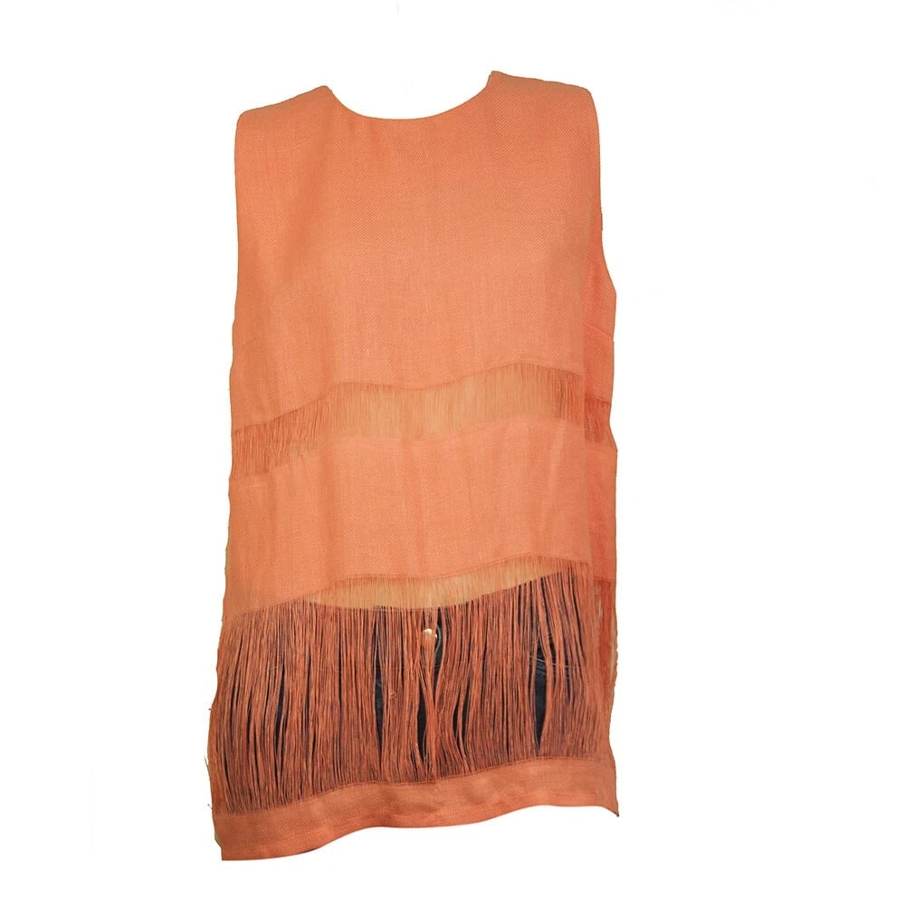 MSGM Orange 100% Linen Sleeveless Long Tank Top Blouse size 44 - 7