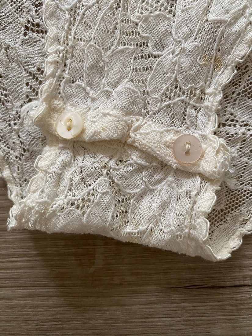 Vintage 1960s White Lace Body Suit Dancette Sz xS S - 6