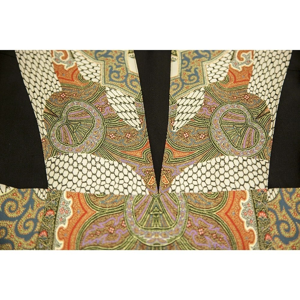 ETRO Black Multicolor Paisley Long Sleeve Bodycon Knee Length Dress size 42 - 4