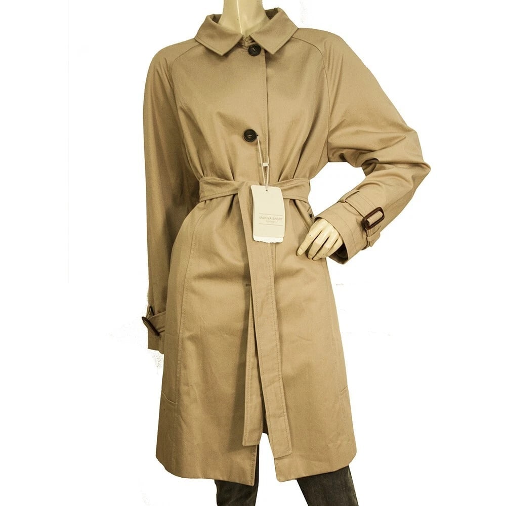 Marina Sport Camel Belted Lightweight Cotton Raincoat Trench Coat US 10 IT 48 (1 of 10)