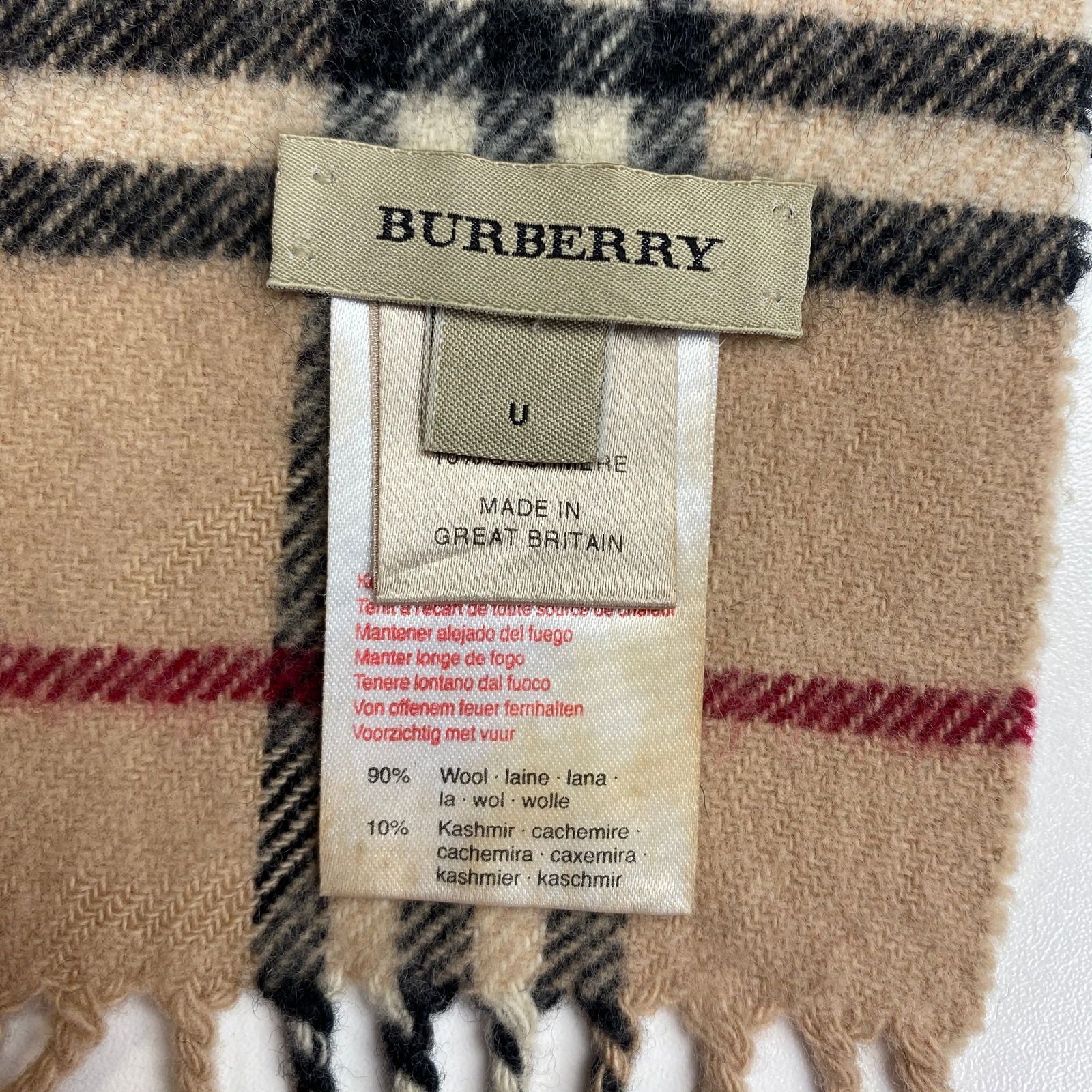 Burberry Children Beige Merino Wool & Cashmere Small Scarf - 5