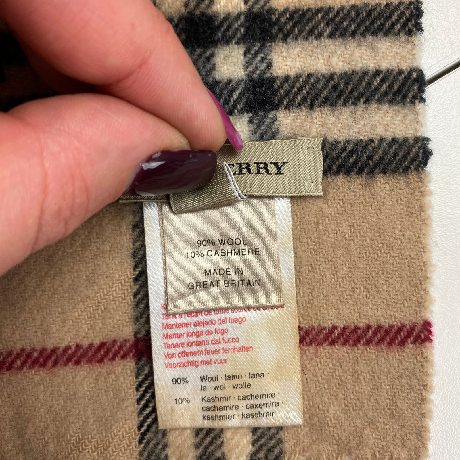 Burberry Children Beige Merino Wool & Cashmere Small Scarf - 6