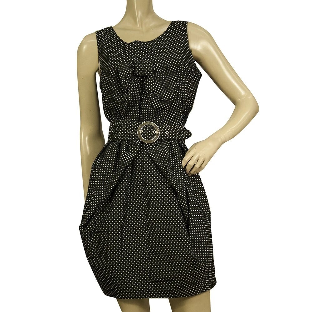 See by Chloe Black & White Polka Dot Print Belted Mini Dress size 42 w. Bow: Title:See by Chloe Black & White Polka Dot Print Belted Mini Dress size 42 w. Bow Description:IRO Black Sanyia Cap Sleeves Polyester Jersey Mini Dress size 36 See by Chloe Black & White Polka Dot Prin