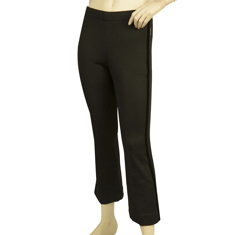 Moncler Black w. Velvet Side Stripe Cropped Flared trousers pants size 38 (1 of 6)