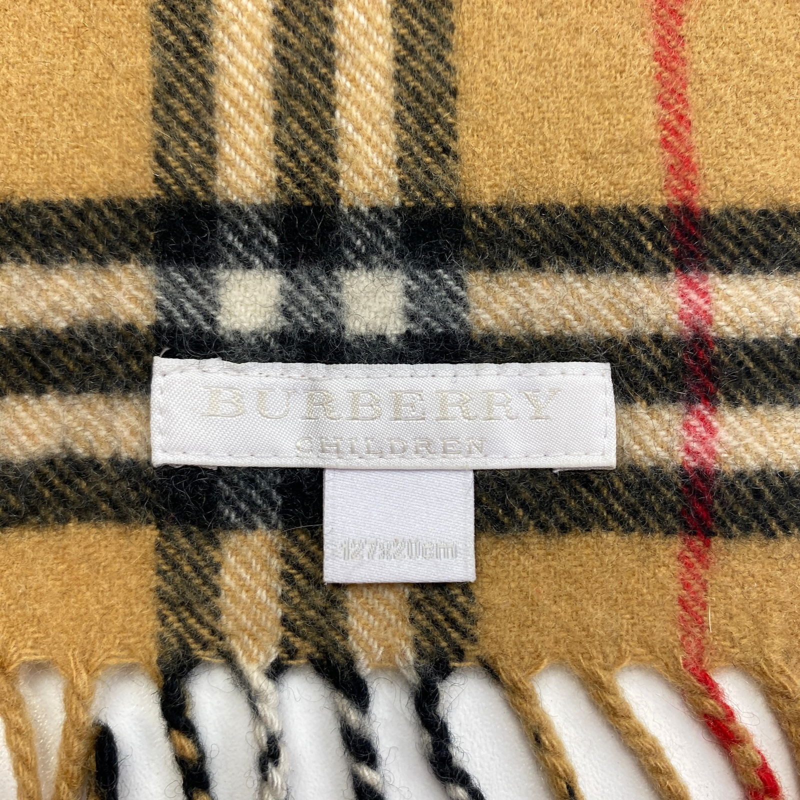 Burberry Children Light Brown 100% Cashmere Small Scarf 127 x 20 cm - 6