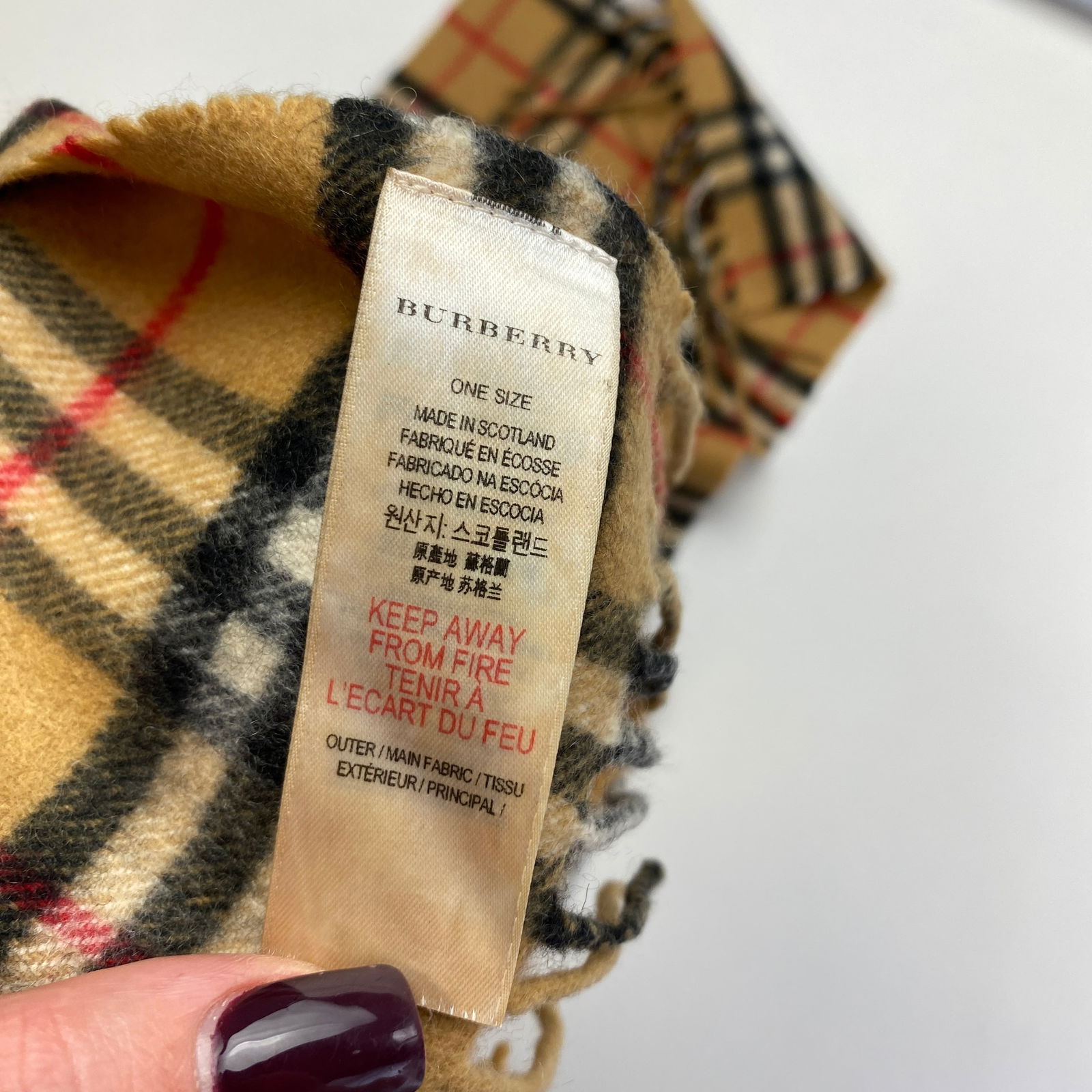 Burberry Children Light Brown 100% Cashmere Small Scarf 127 x 20 cm - 8