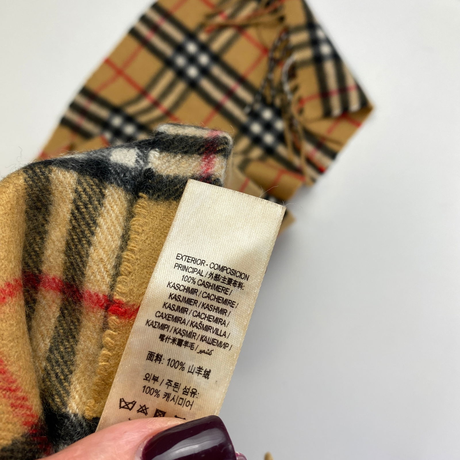 Burberry Children Light Brown 100% Cashmere Small Scarf 127 x 20 cm - 9