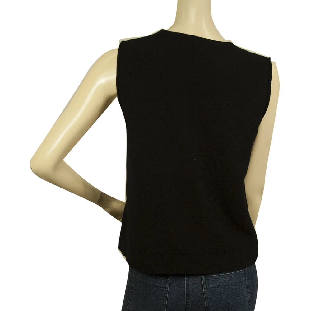 Purotatto Black Cashmere Round Neckline Sleeveless Vest Top Size M - 2
