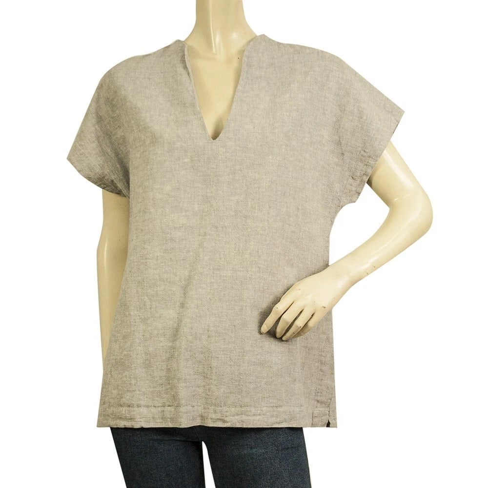 Philosophy Gray Cotton Linen Tunic Top Blouse - Size S (1 of 6)