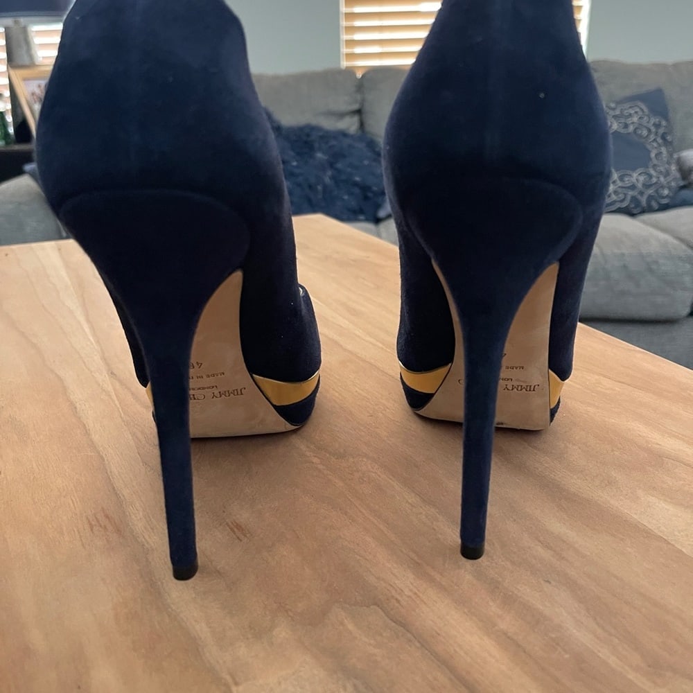 Gorgeous, Brand New, jimmy Choo Navy & gold platform pumps heels shoes 4… - 4