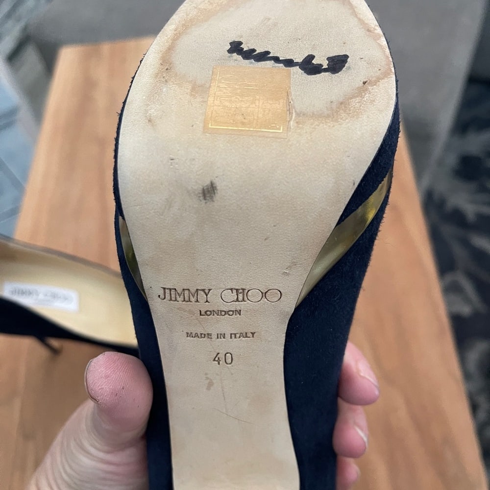 Gorgeous, Brand New, jimmy Choo Navy & gold platform pumps heels shoes 4… - 5