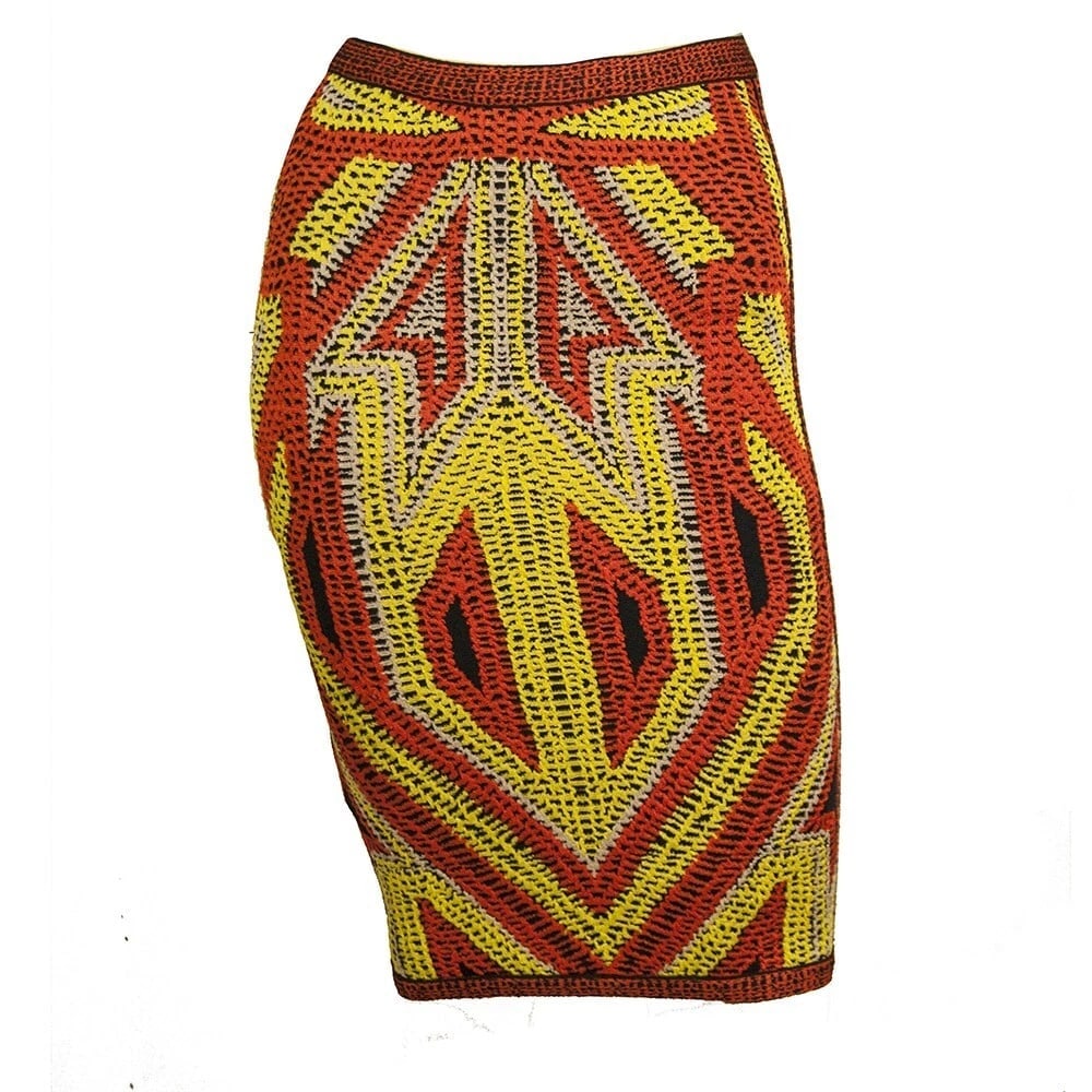 Herve Leger Ola Geometric Crochet Jacquard Pencil Skirt size XS - 7