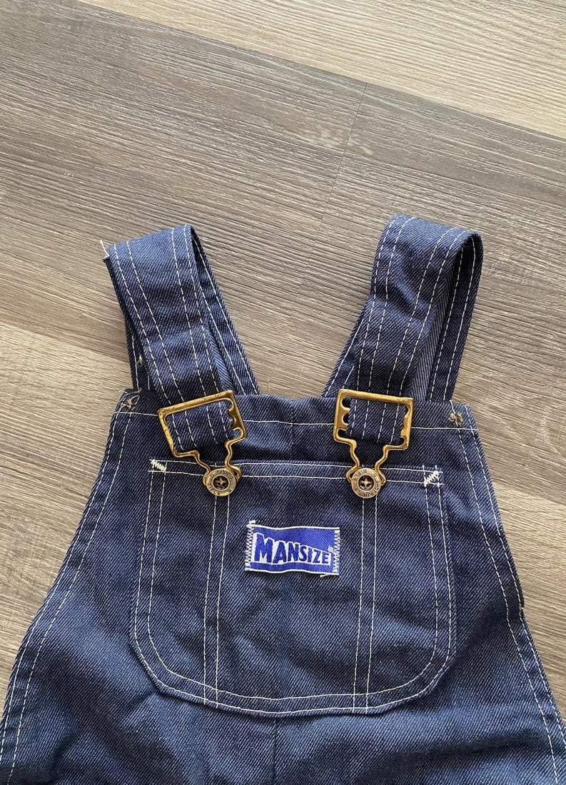 Vintage 1970s Childs Blue Denim Overalls Sz 7 8 - 2