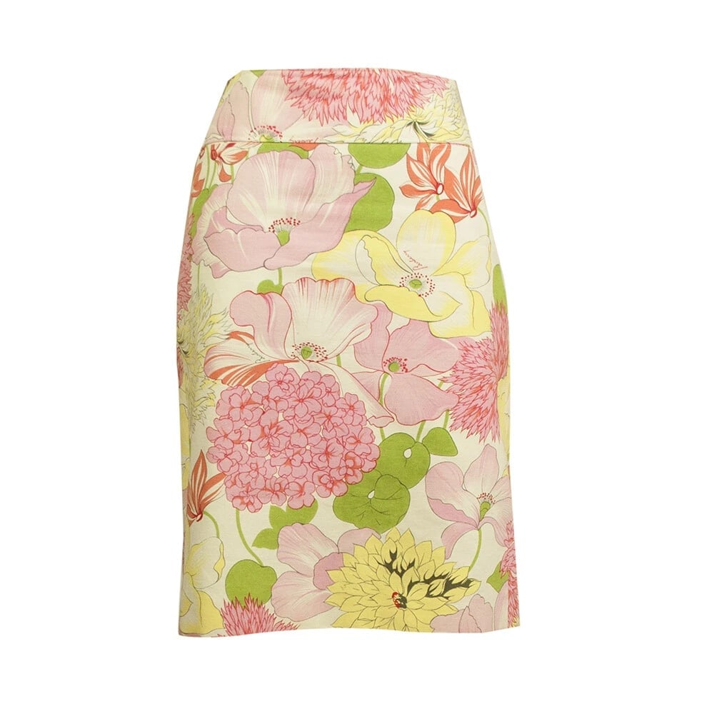 Burberry Floral Pink Flowers Cotton Knee Length Skirt size UK 10, US 8 - 6