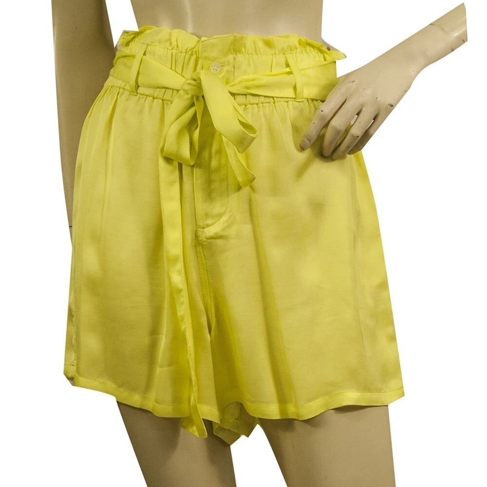 Nisw Yellow Bermuda Paperbag Shorts w. Belt Summer Holiday - Size M (1 of 6)