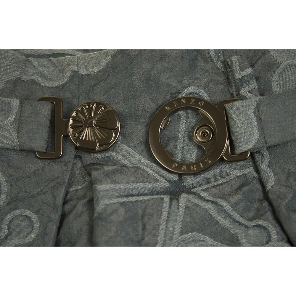 Kenzo Blue Floral Jacquard Cotton A- Line Mini Length Skirt size 40 - 7