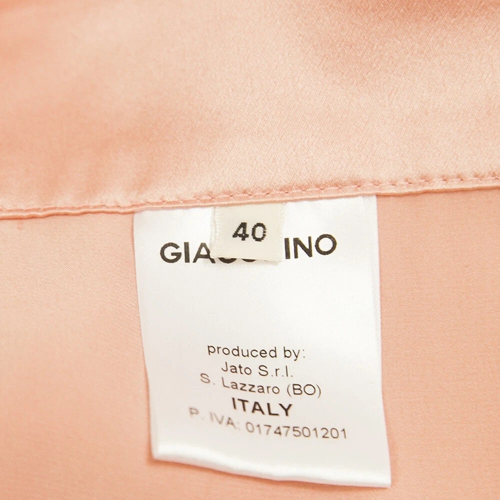 Giacobino Pink 100% Silk Wide Leg w. Slits Palazzo Trousers Pants Size 40 - 4