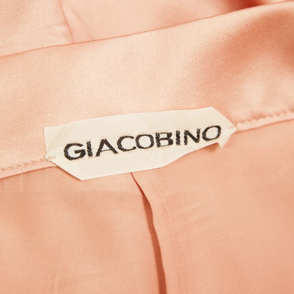 Giacobino Pink 100% Silk Wide Leg w. Slits Palazzo Trousers Pants Size 40 - 5