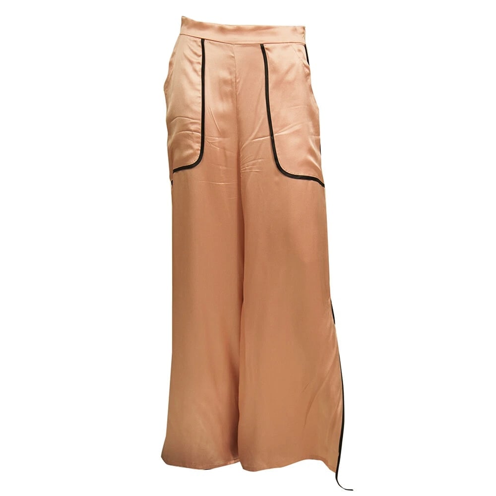 Giacobino Pink 100% Silk Wide Leg w. Slits Palazzo Trousers Pants Size 40 - 8