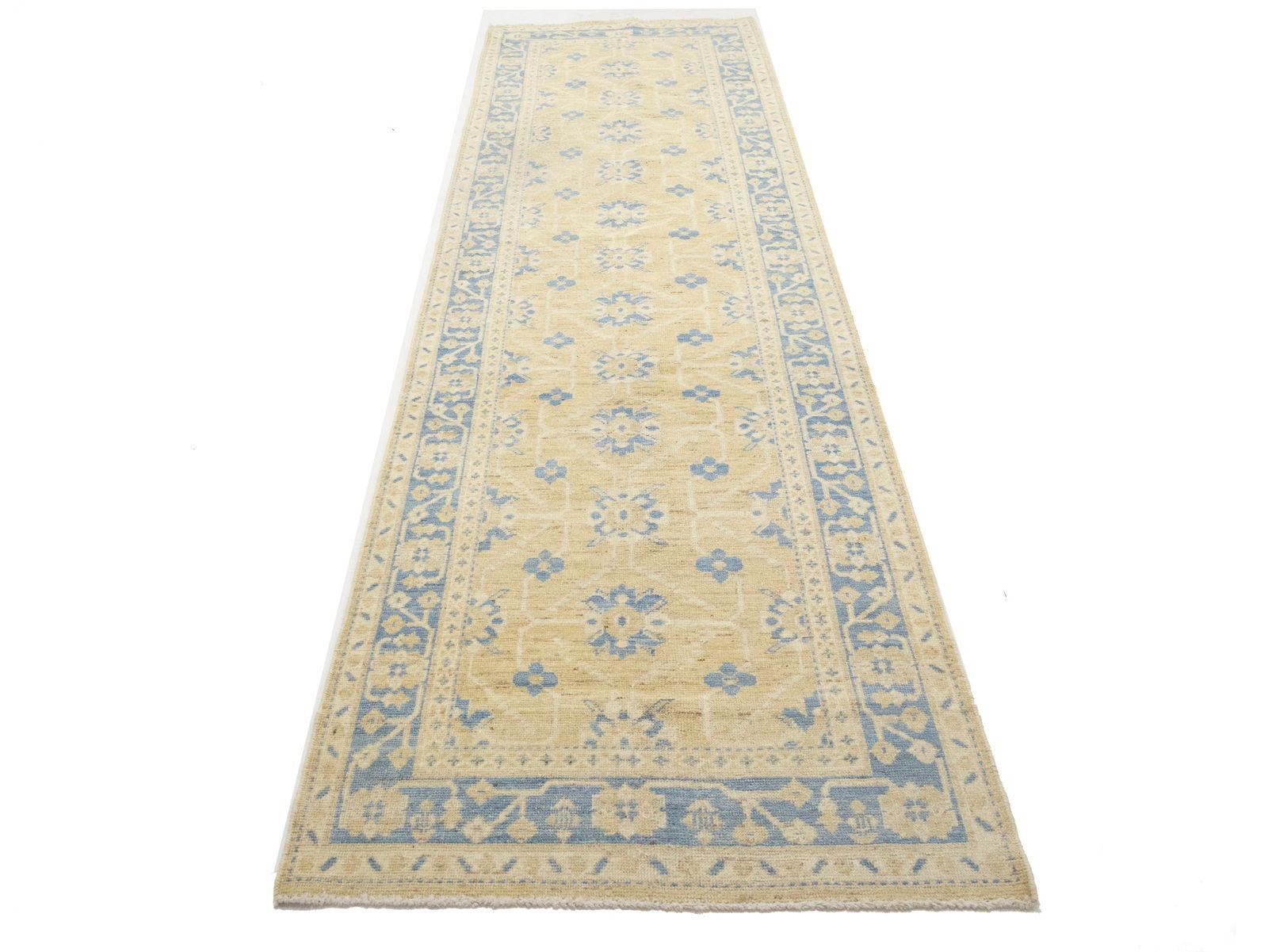 Beige Floral Khotan 3X12 Oushak Oriental Runner Rug - 2