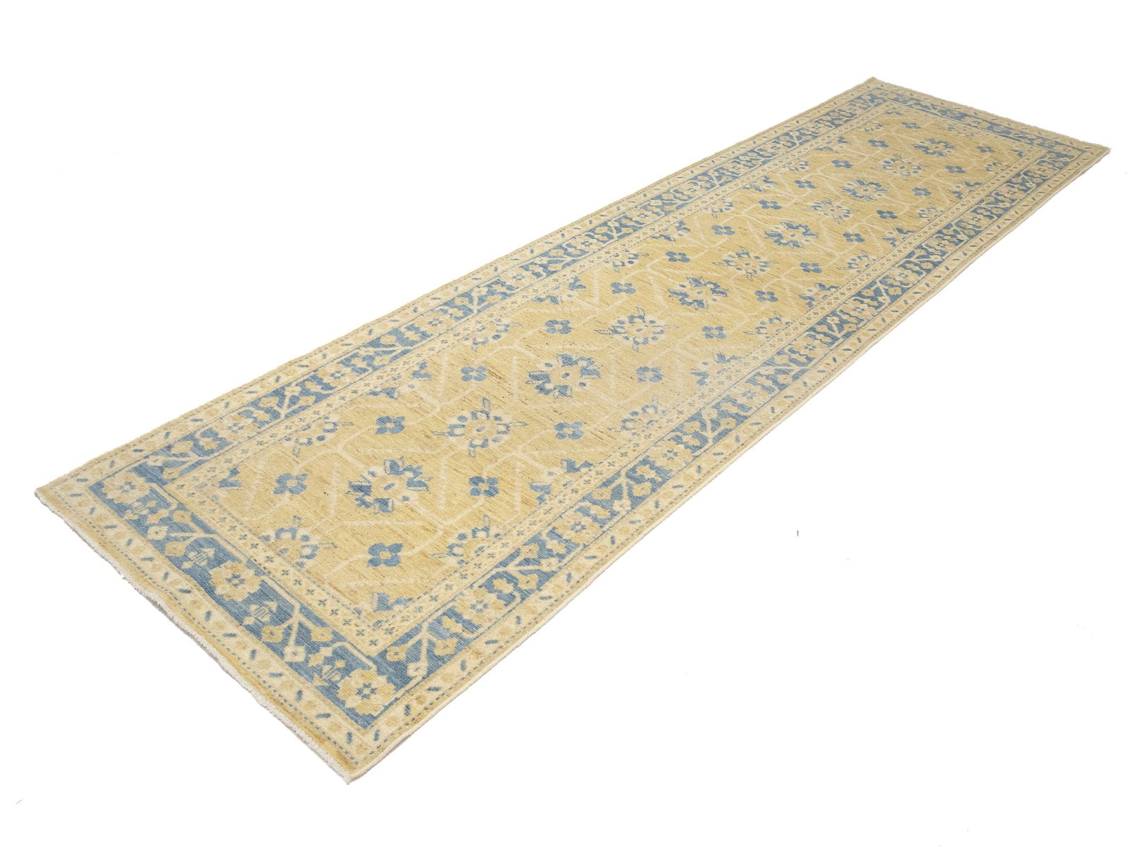 Beige Floral Khotan 3X12 Oushak Oriental Runner Rug - 4