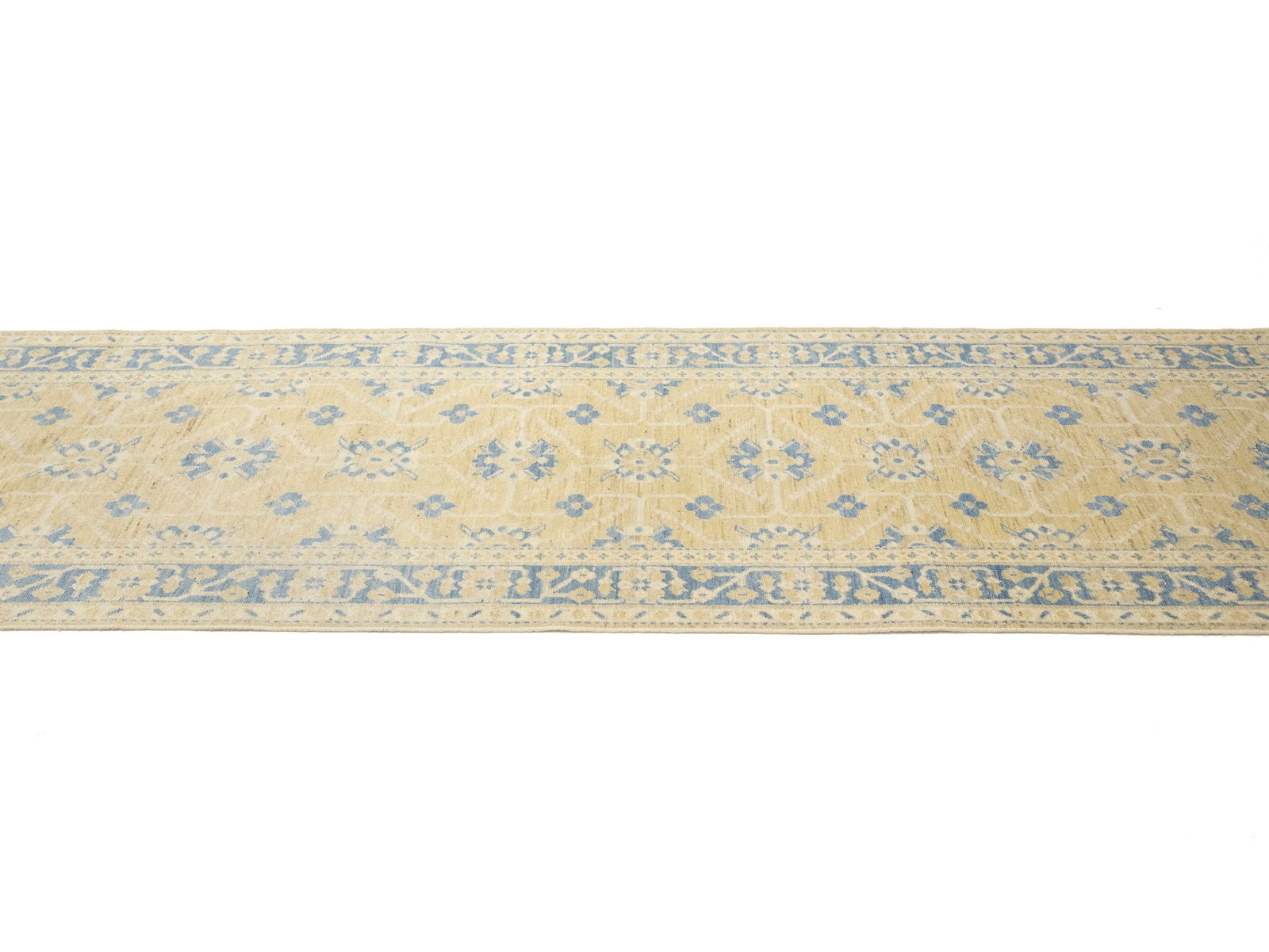 Beige Floral Khotan 3X12 Oushak Oriental Runner Rug - 6