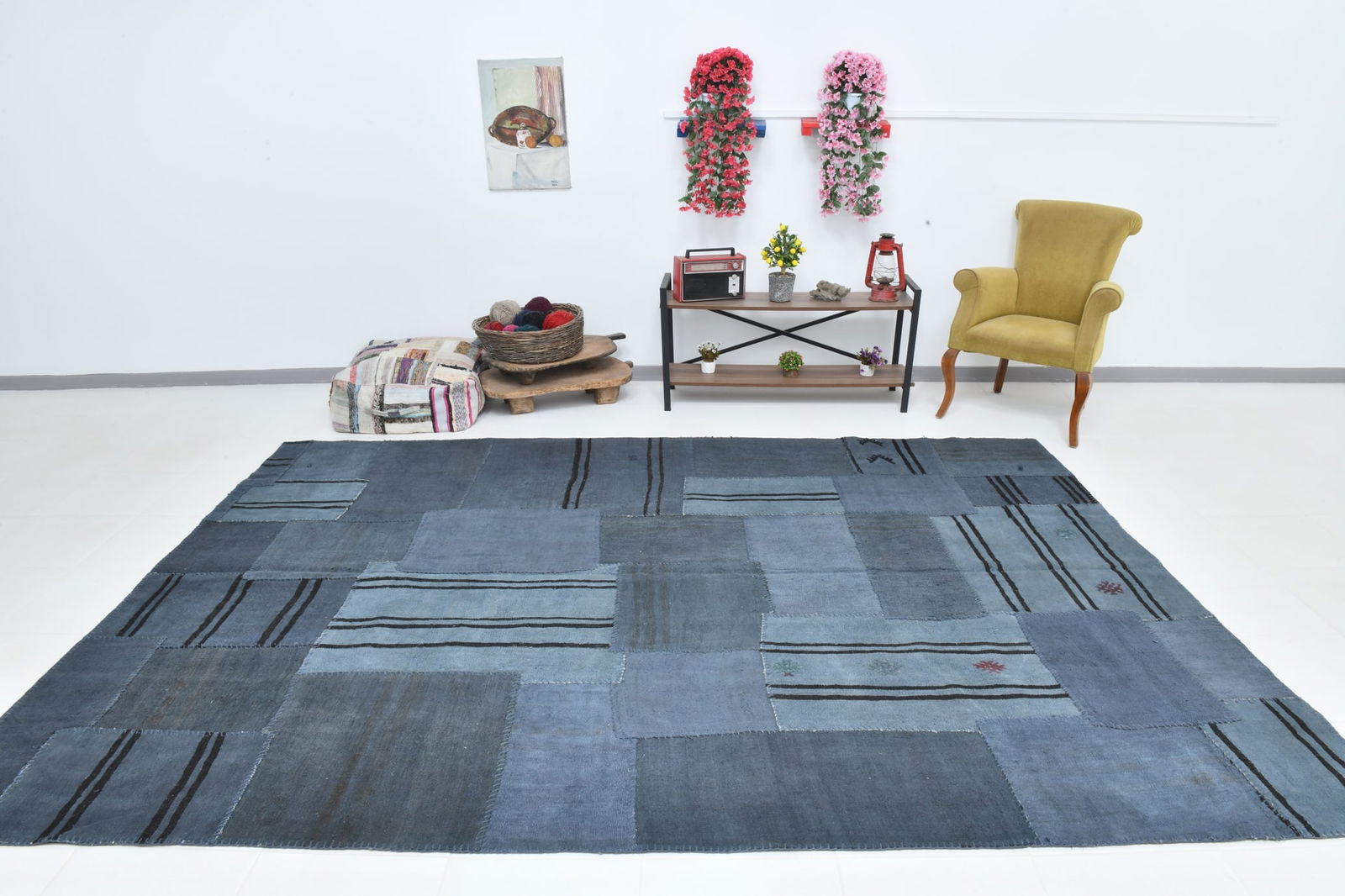 7'10'' x 11'1'' Turkish Hemp Patchwork Rug - 52434 - 5