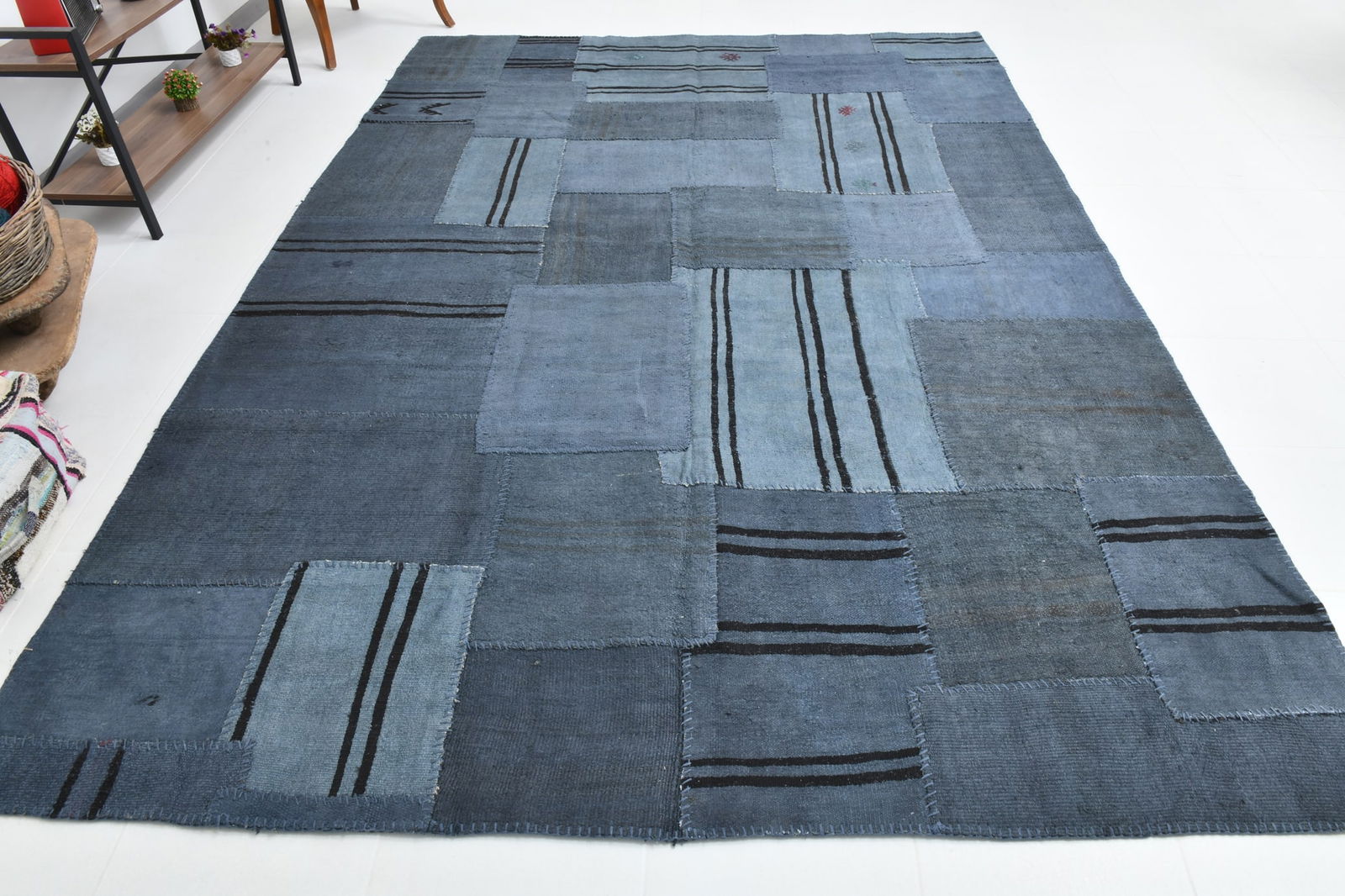 7'10'' x 11'1'' Turkish Hemp Patchwork Rug - 52434 - 8