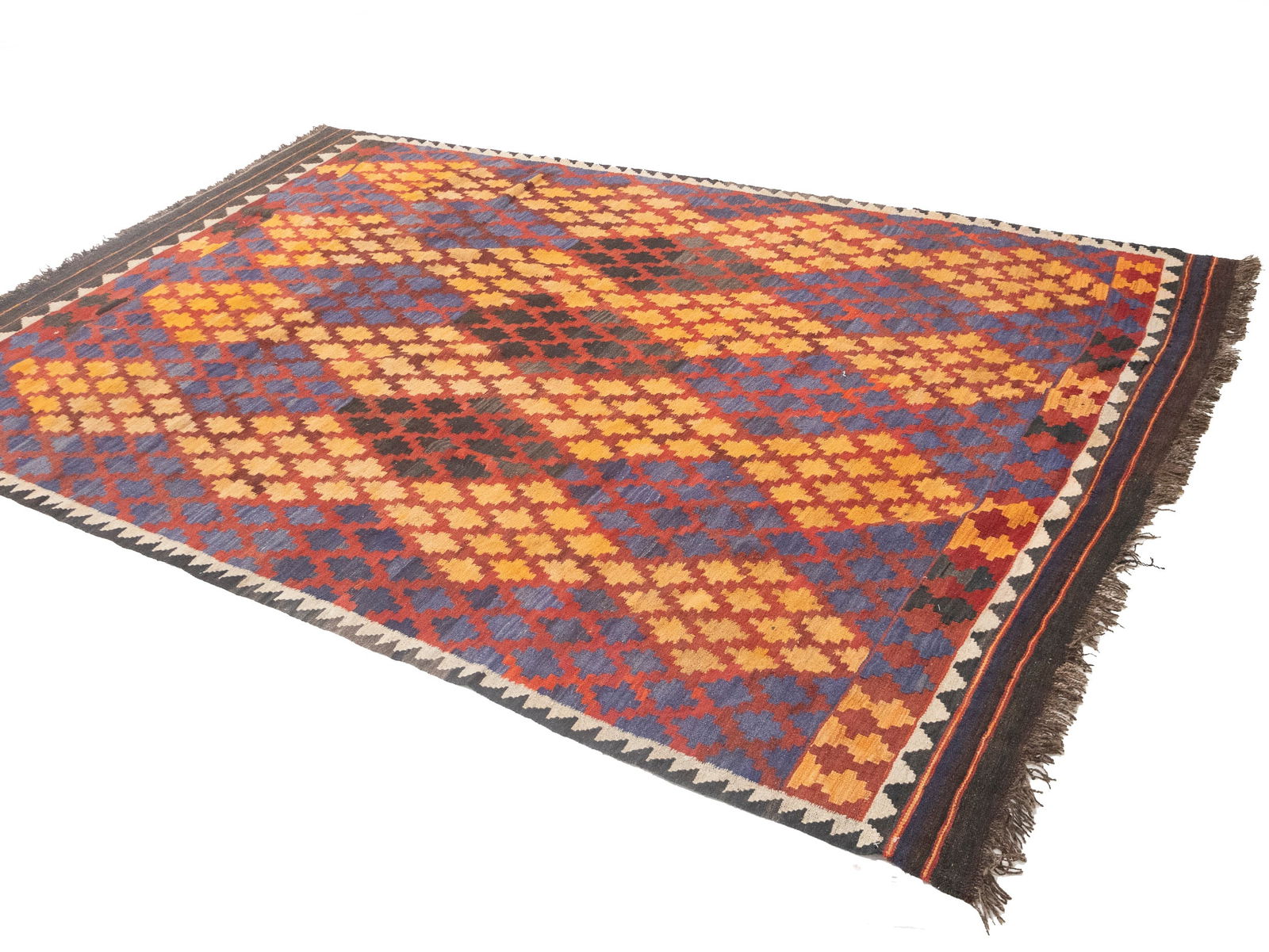 Multicolored Geometric Tribal 6'6X9'9 Kilim Afghan Oriental Rug - 3