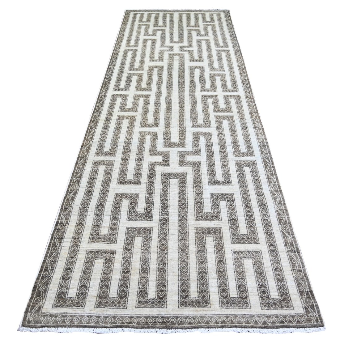 Taupe Brown, Hand Knotted Soft Wool, Fine Peshawar Oriental Rug (1 of 6)