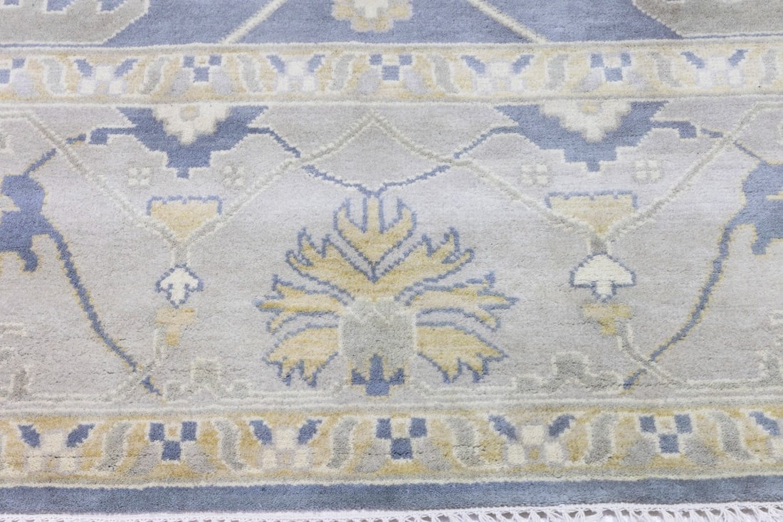 Gray Floral 10X14 Oushak Oriental Rug - 11