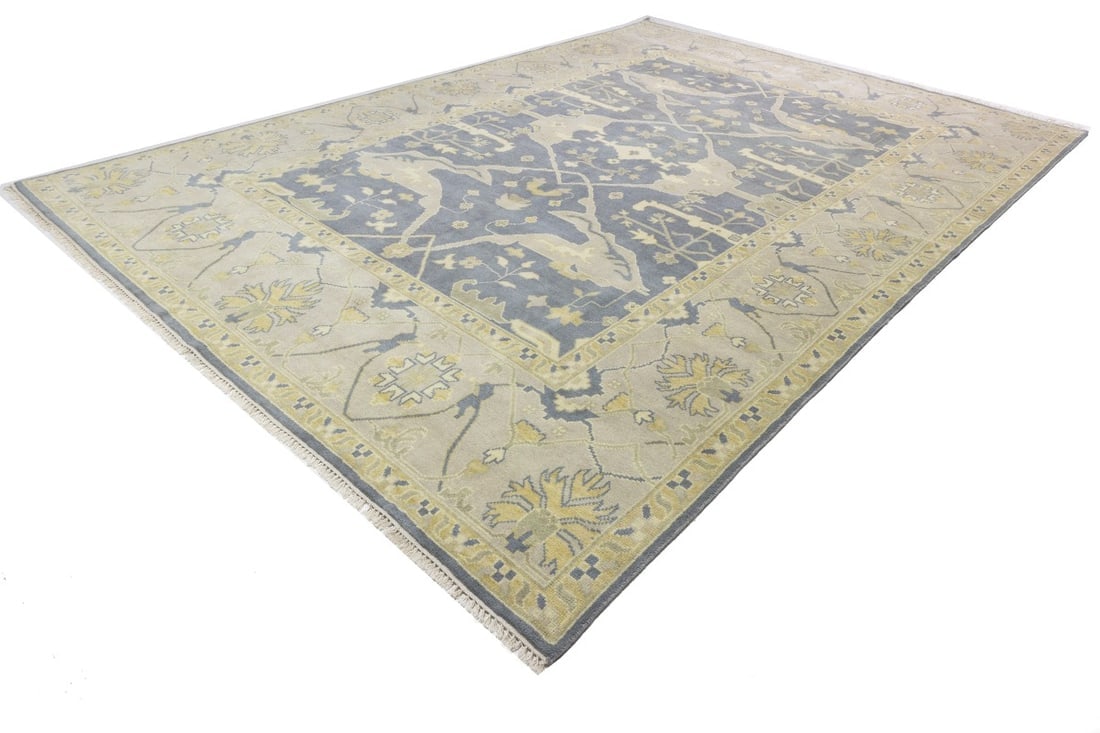 Gray Floral 10X14 Oushak Oriental Rug - 2