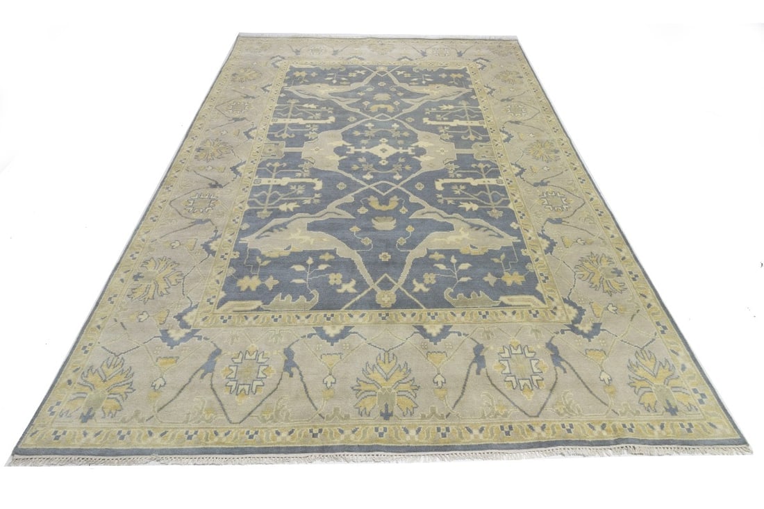 Gray Floral 10X14 Oushak Oriental Rug - 3