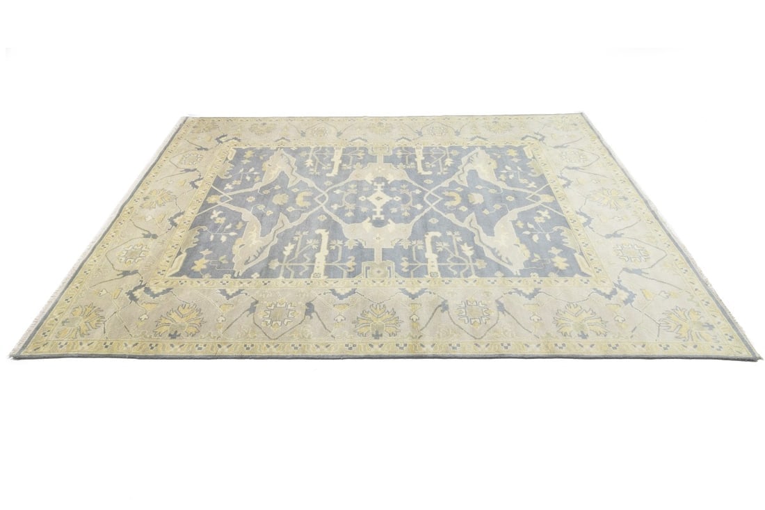 Gray Floral 10X14 Oushak Oriental Rug - 5