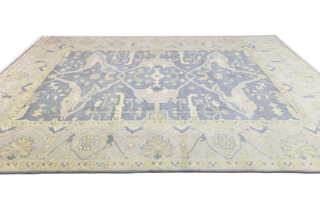 Gray Floral 10X14 Oushak Oriental Rug - 7