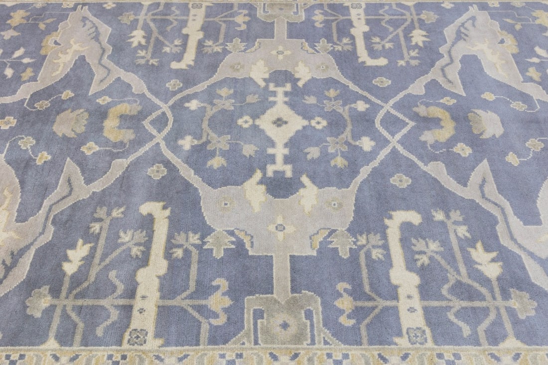 Gray Floral 10X14 Oushak Oriental Rug - 9