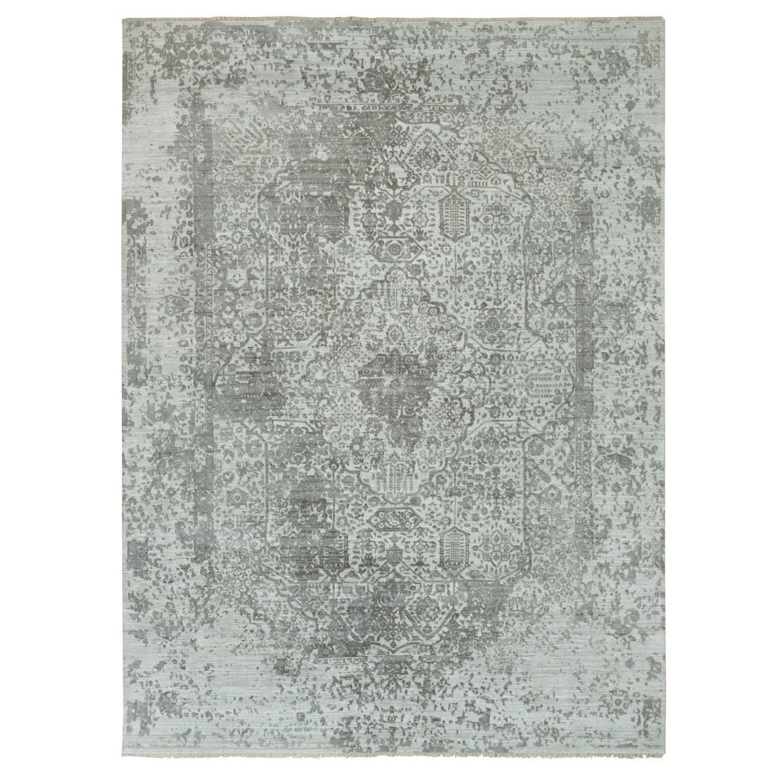 Gainsboro Wool and Silk Hand Knotted Zoroastrian Design Rug (1 of 11)