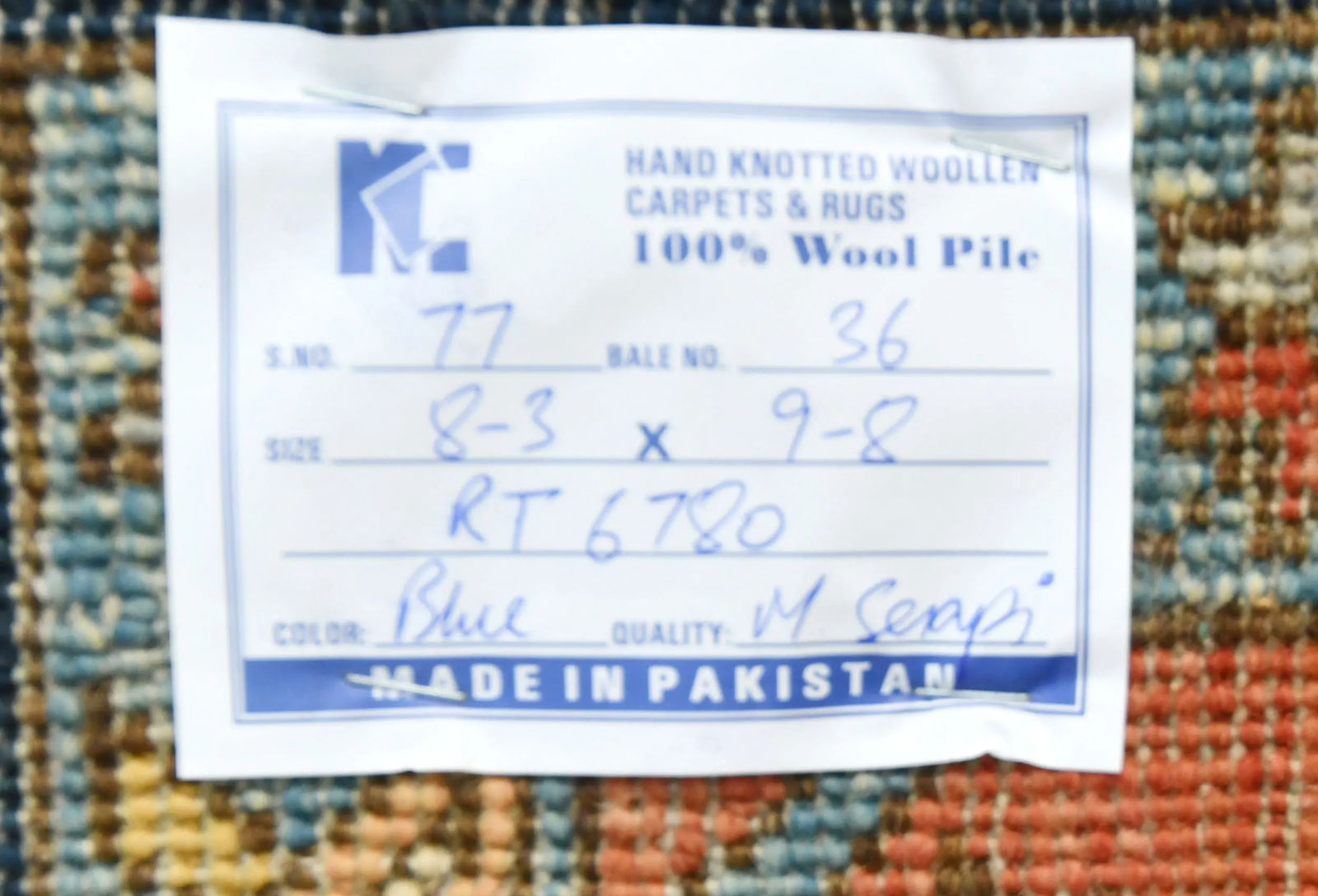 Navy Geometric 8X10 Heriz Serapi Oriental Rug - 13