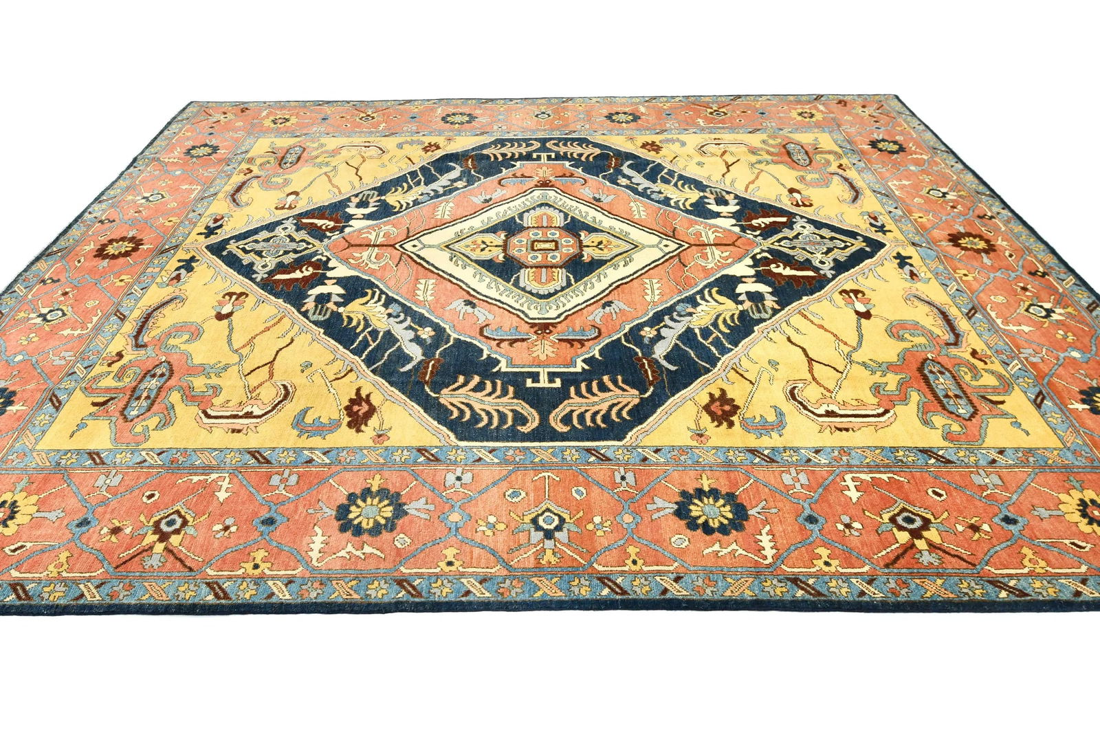 Navy Geometric 8X10 Heriz Serapi Oriental Rug - 4