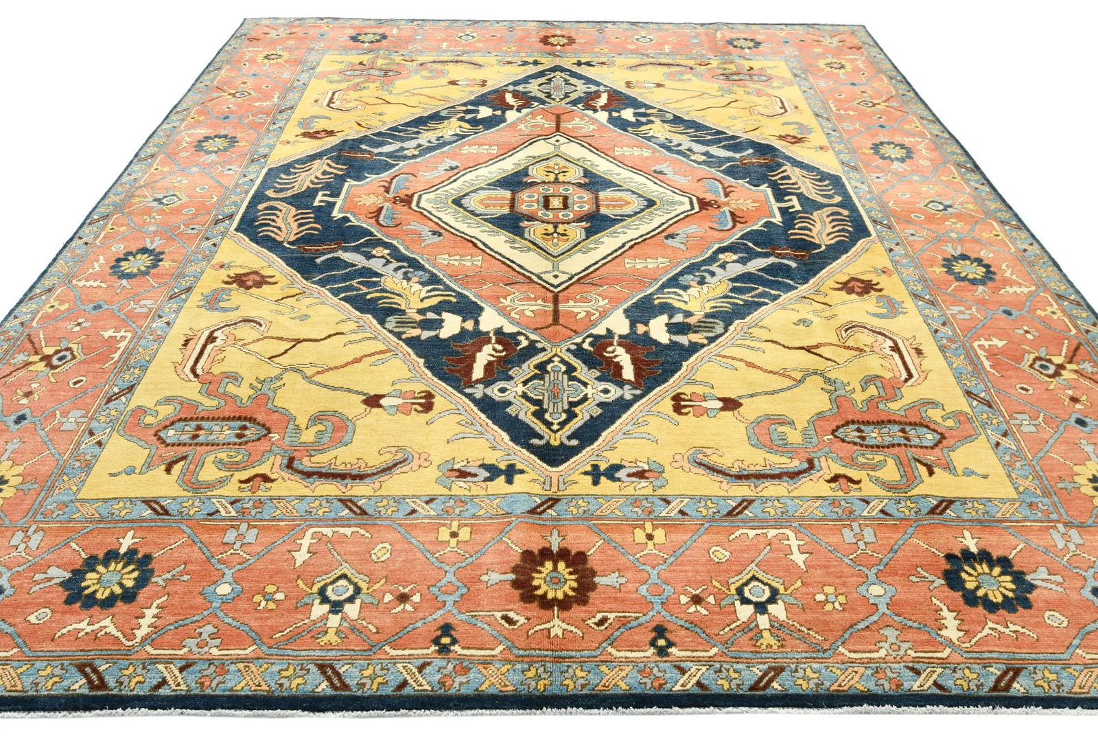 Navy Geometric 8X10 Heriz Serapi Oriental Rug - 9