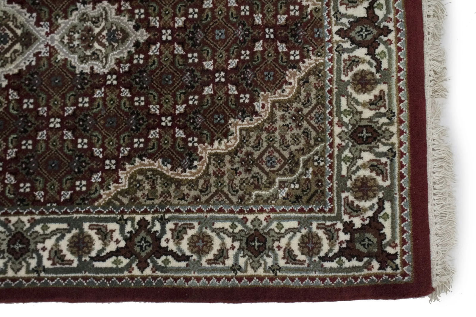 Red Floral Geometric 3X9 Tabriz Fish Mahi Oriental Runner Rug - 7