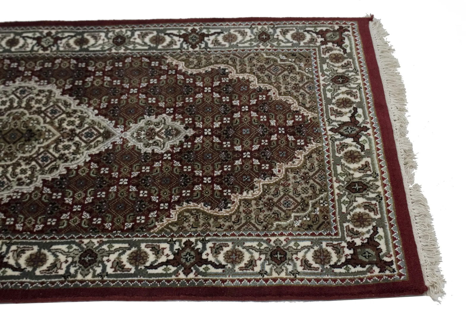 Red Floral Geometric 3X9 Tabriz Fish Mahi Oriental Runner Rug - 9